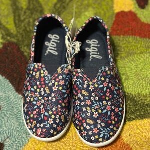 Kids Floral Slip-On Shoes - Navy Multi